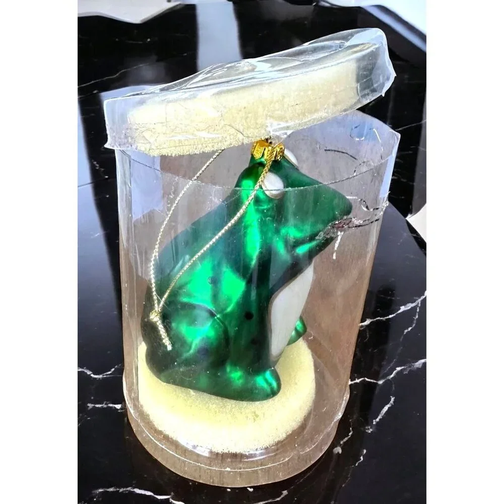 VTG Frog Ornament Glass Prince Kermit Christmas Holiday Birthday Girlfriend Gift